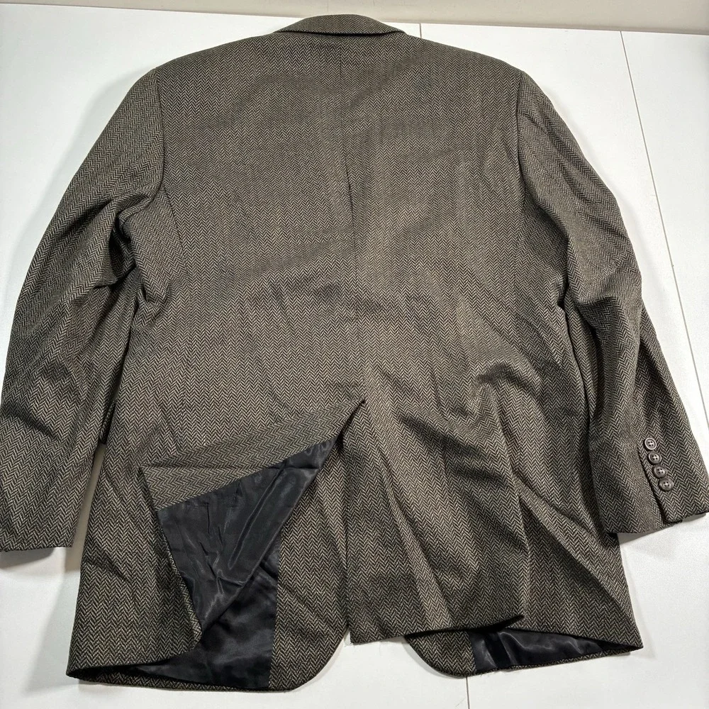 Jos A‎ Bank Silk Wool Blazer 42R Green Herringbone Sport Coat (Tag 41)